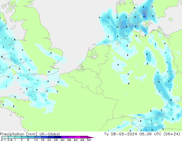 Precipitation UK-Global Tu 28.05.2024 06 UTC