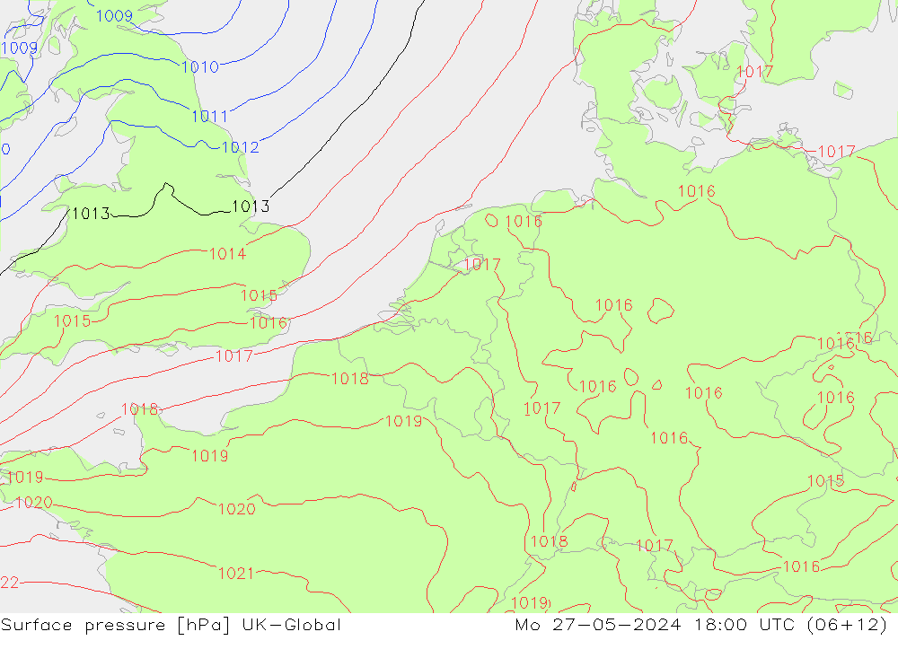 Pressione al suolo UK-Global lun 27.05.2024 18 UTC