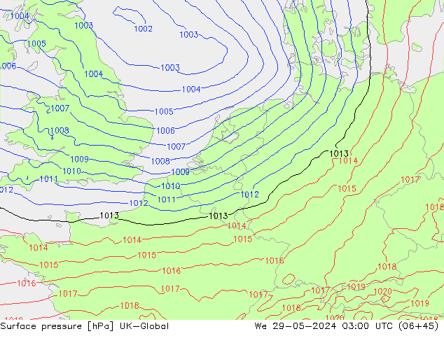 Yer basıncı UK-Global Çar 29.05.2024 03 UTC