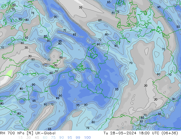 RH 700 hPa UK-Global Di 28.05.2024 18 UTC