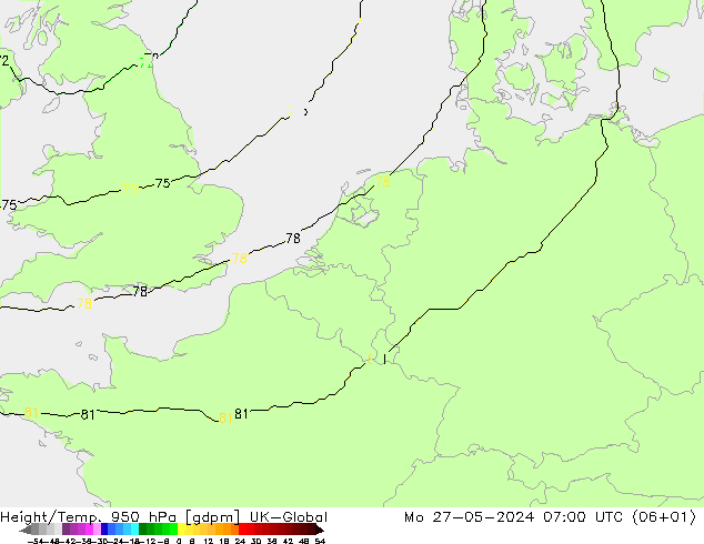 Height/Temp. 950 hPa UK-Global  27.05.2024 07 UTC