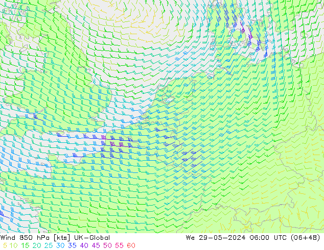 Viento 850 hPa UK-Global mié 29.05.2024 06 UTC