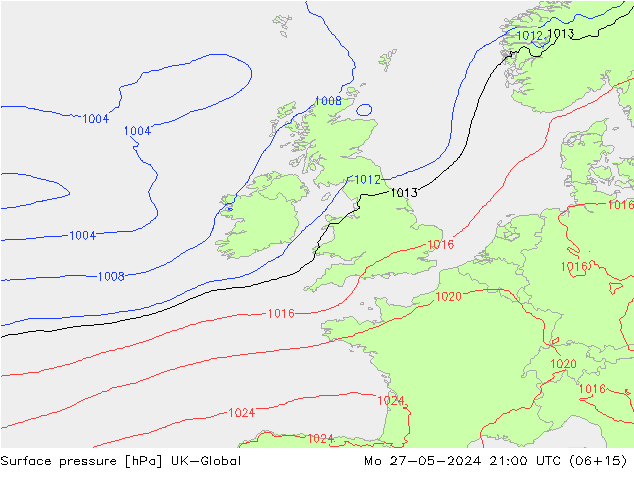 приземное давление UK-Global пн 27.05.2024 21 UTC