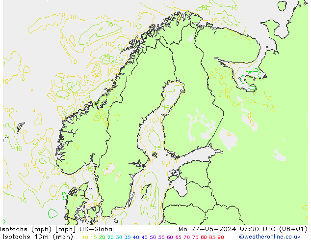 Isotachs (mph) UK-Global Mo 27.05.2024 07 UTC