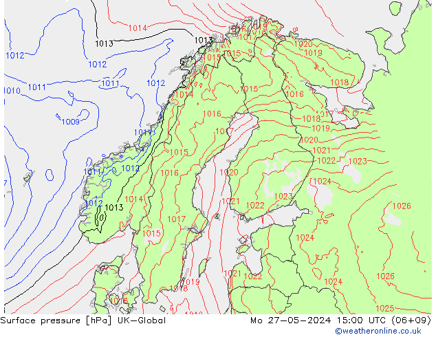 приземное давление UK-Global пн 27.05.2024 15 UTC