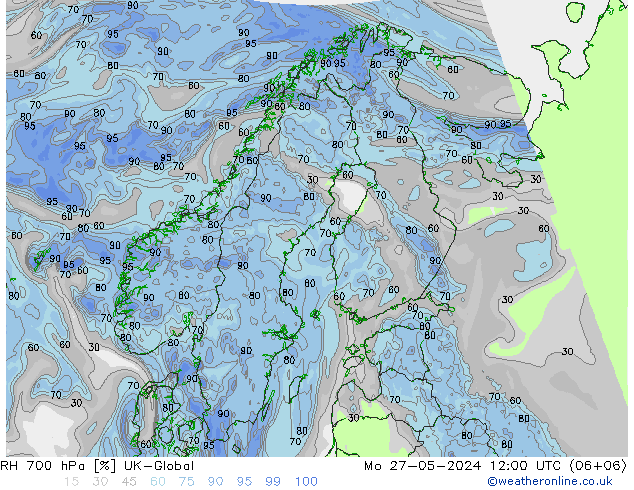 RH 700 hPa UK-Global Mo 27.05.2024 12 UTC