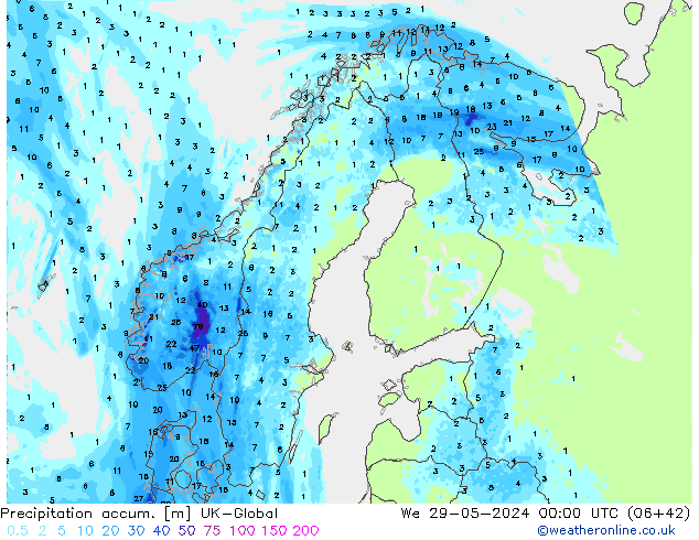 Toplam Yağış UK-Global Çar 29.05.2024 00 UTC