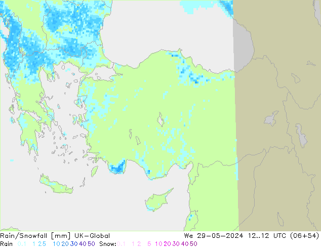 Regen/Sneeuwval UK-Global wo 29.05.2024 12 UTC