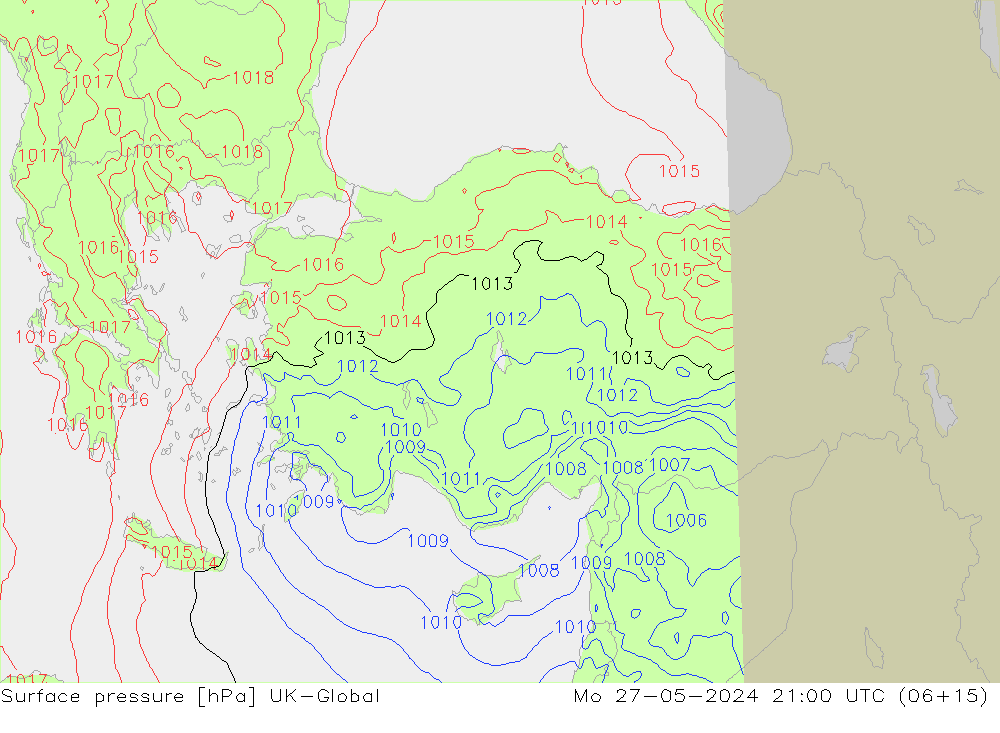 Luchtdruk (Grond) UK-Global ma 27.05.2024 21 UTC