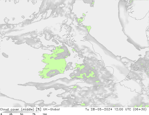 Cloud cover (middle) UK-Global Tu 28.05.2024 12 UTC