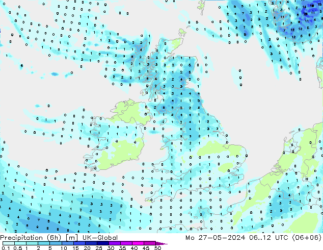 осадки (6h) UK-Global пн 27.05.2024 12 UTC
