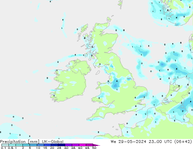 Precipitation UK-Global We 29.05.2024 00 UTC