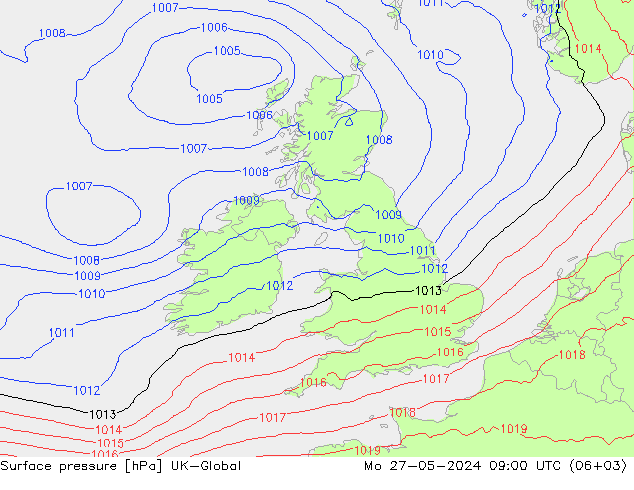 приземное давление UK-Global пн 27.05.2024 09 UTC