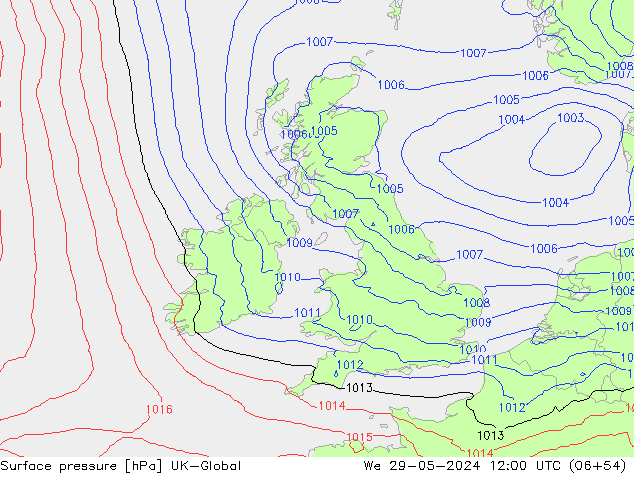 Surface pressure UK-Global We 29.05.2024 12 UTC