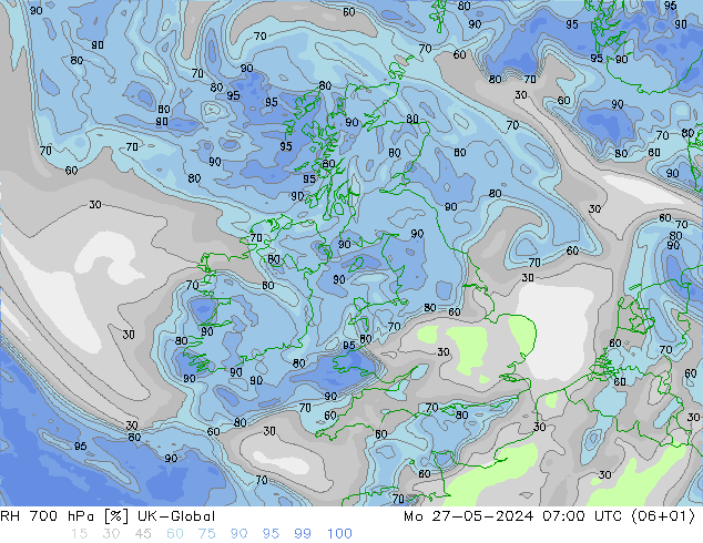 RH 700 hPa UK-Global Seg 27.05.2024 07 UTC