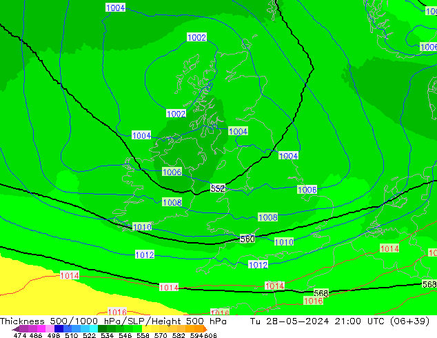 Thck 500-1000hPa UK-Global wto. 28.05.2024 21 UTC