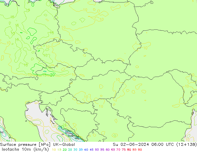 Isotachs (kph) UK-Global Su 02.06.2024 06 UTC