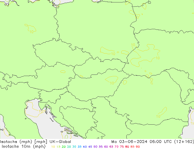 Izotacha (mph) UK-Global pon. 03.06.2024 06 UTC