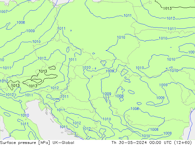 Surface pressure UK-Global Th 30.05.2024 00 UTC