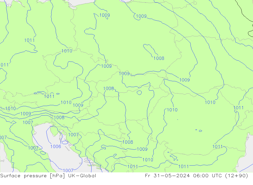 приземное давление UK-Global пт 31.05.2024 06 UTC