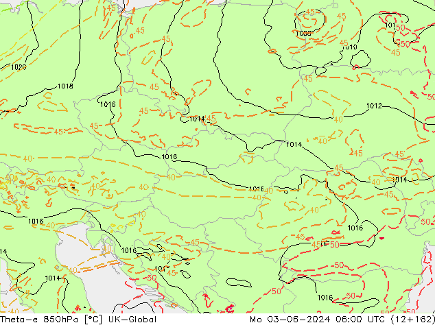 Theta-e 850hPa UK-Global  03.06.2024 06 UTC