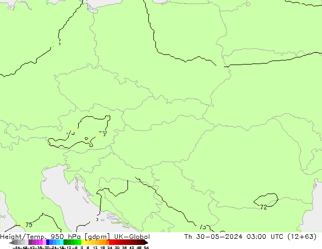 Height/Temp. 950 hPa UK-Global Th 30.05.2024 03 UTC