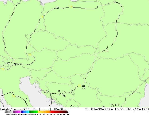 Height/Temp. 950 hPa UK-Global so. 01.06.2024 18 UTC