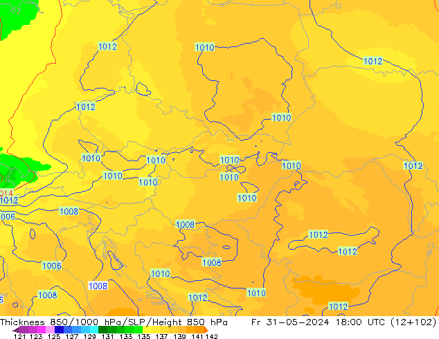 Thck 850-1000 hPa UK-Global ven 31.05.2024 18 UTC