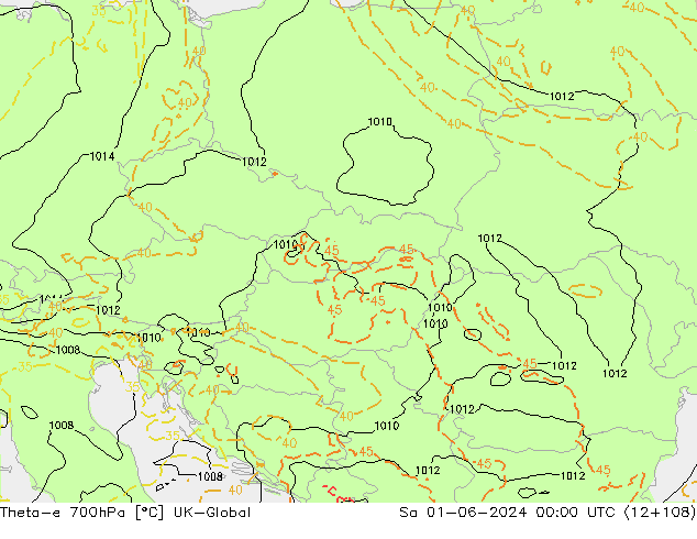 Theta-e 700hPa UK-Global Sa 01.06.2024 00 UTC
