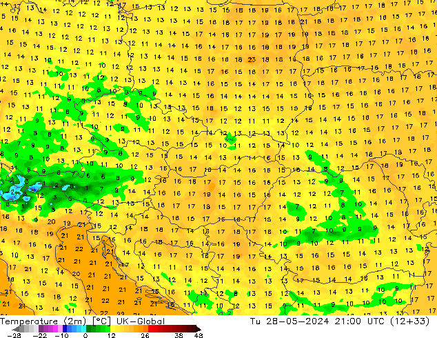 température (2m) UK-Global mar 28.05.2024 21 UTC