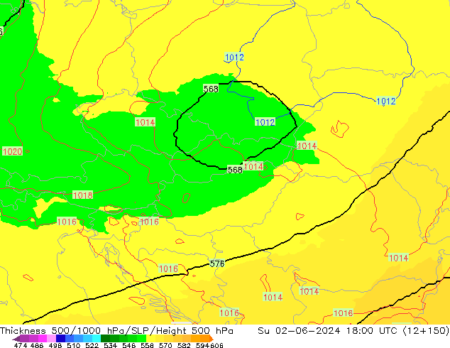 Thck 500-1000hPa UK-Global Su 02.06.2024 18 UTC