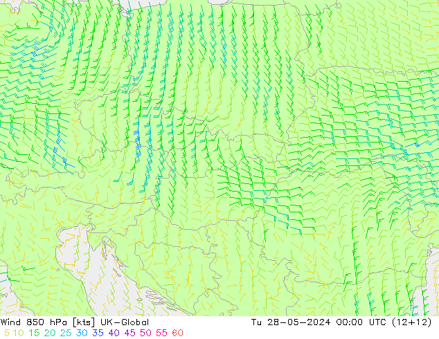 Rüzgar 850 hPa UK-Global Sa 28.05.2024 00 UTC