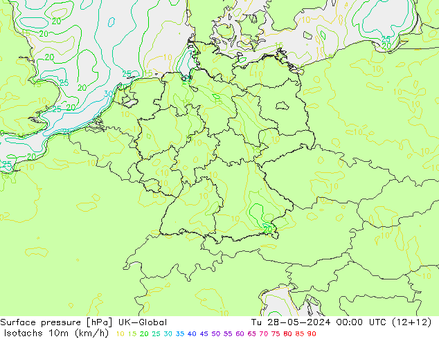 Isotachen (km/h) UK-Global di 28.05.2024 00 UTC