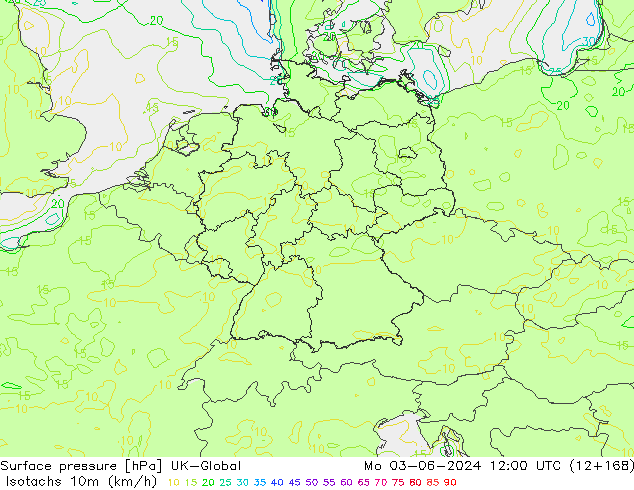 Isotachs (kph) UK-Global Mo 03.06.2024 12 UTC