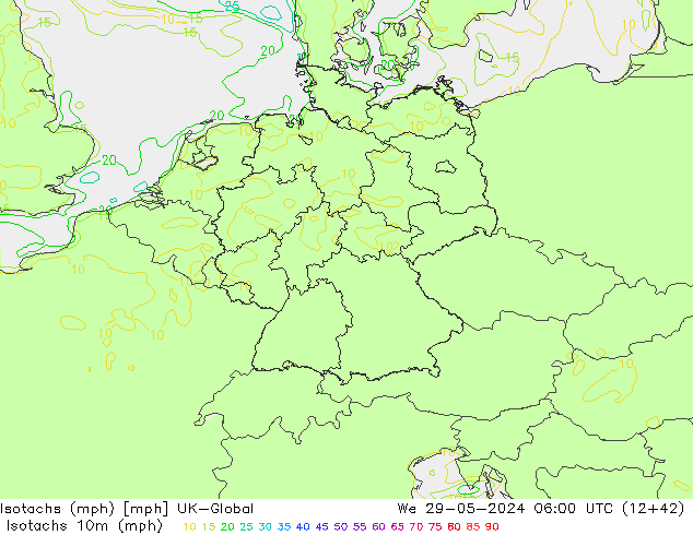 Isotachs (mph) UK-Global  29.05.2024 06 UTC