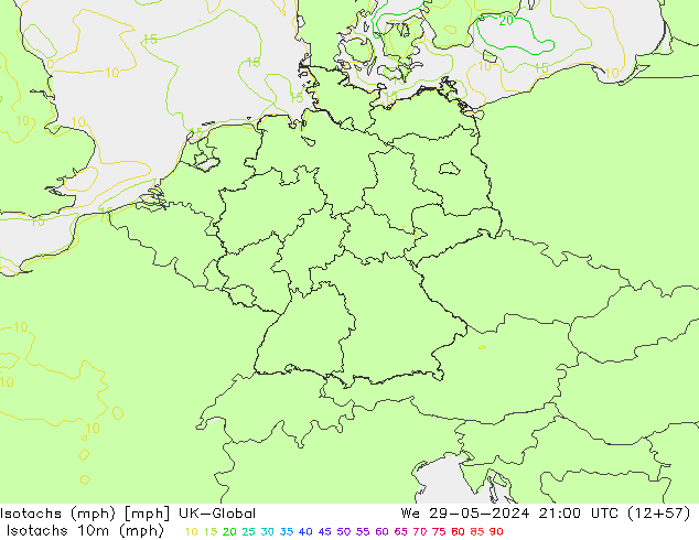 Isotachen (mph) UK-Global wo 29.05.2024 21 UTC