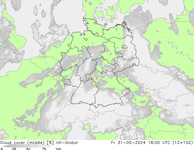 Cloud cover (middle) UK-Global Fr 31.05.2024 18 UTC