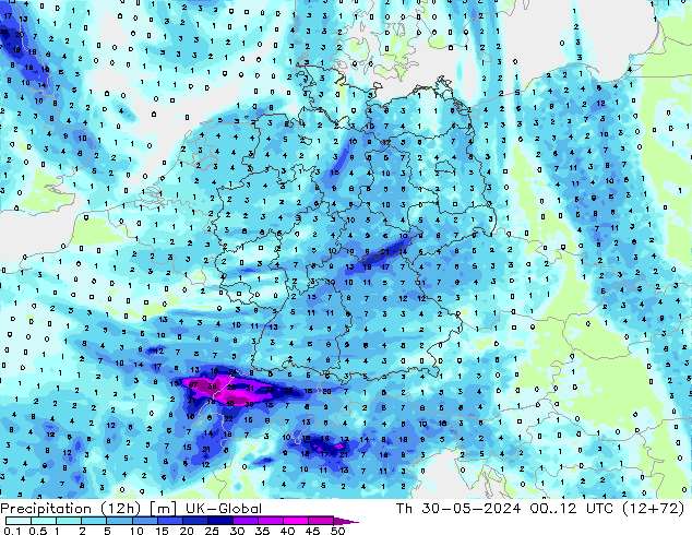 Precipitación (12h) UK-Global jue 30.05.2024 12 UTC