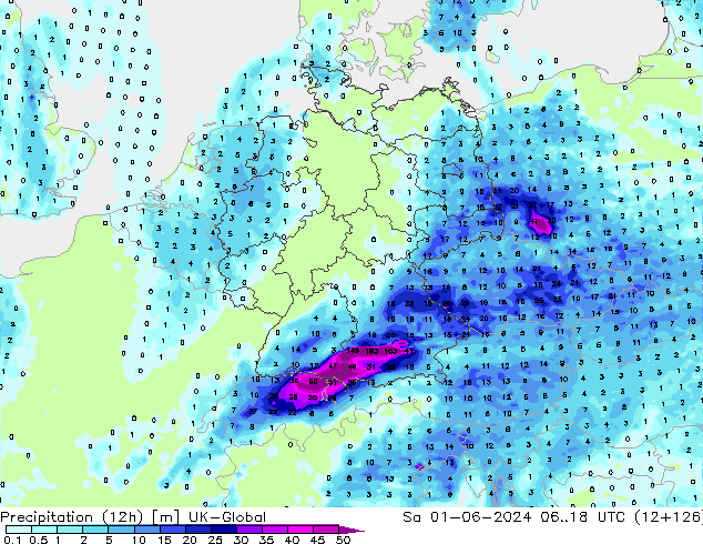 Precipitation (12h) UK-Global Sa 01.06.2024 18 UTC