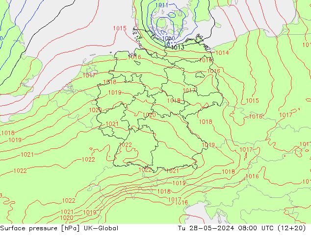 地面气压 UK-Global 星期二 28.05.2024 08 UTC