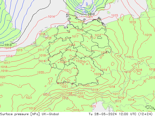 Pressione al suolo UK-Global mar 28.05.2024 12 UTC