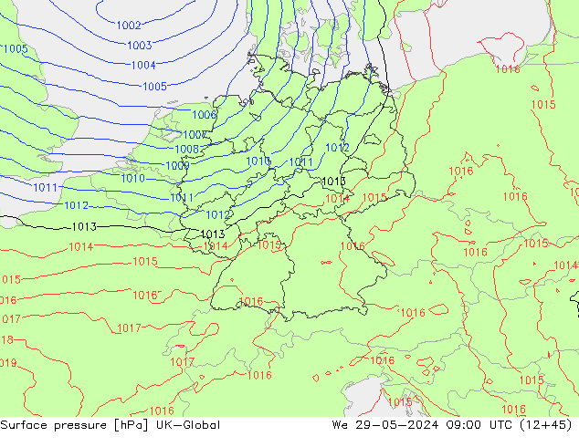 Luchtdruk (Grond) UK-Global wo 29.05.2024 09 UTC