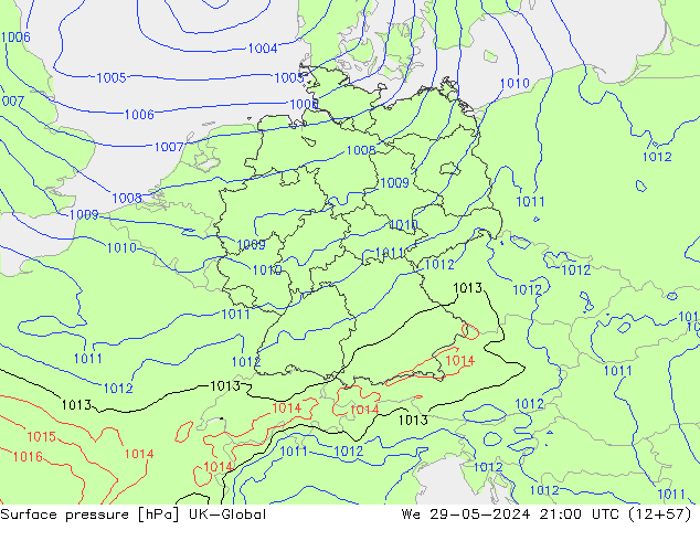 приземное давление UK-Global ср 29.05.2024 21 UTC