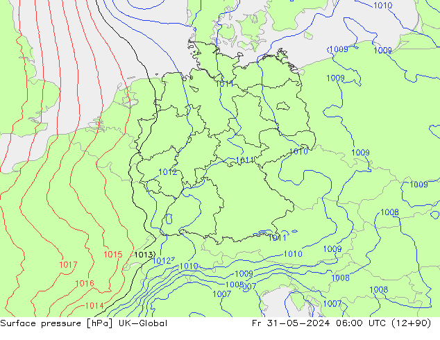 Luchtdruk (Grond) UK-Global vr 31.05.2024 06 UTC