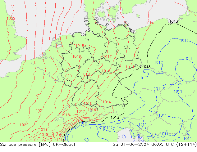 pression de l'air UK-Global sam 01.06.2024 06 UTC