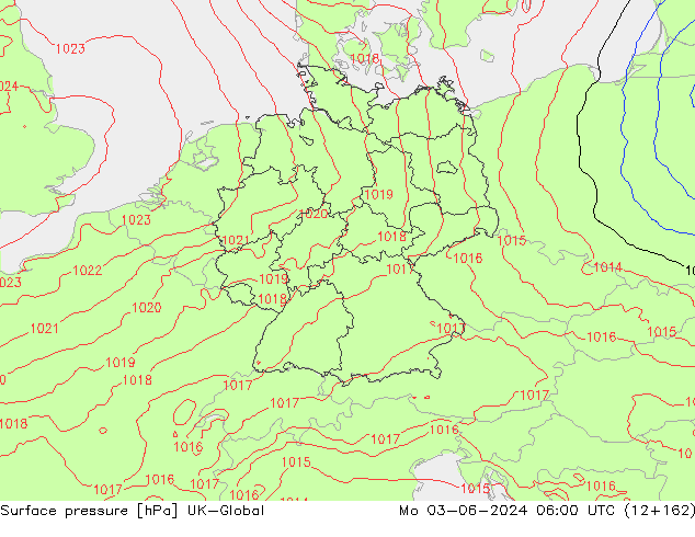 Surface pressure UK-Global Mo 03.06.2024 06 UTC