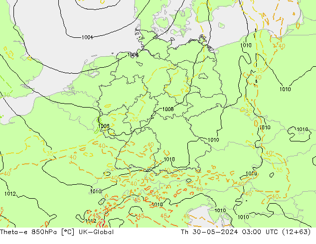 Theta-e 850hPa UK-Global do 30.05.2024 03 UTC