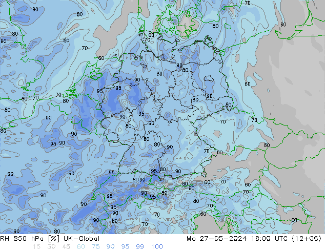 RH 850 hPa UK-Global lun 27.05.2024 18 UTC