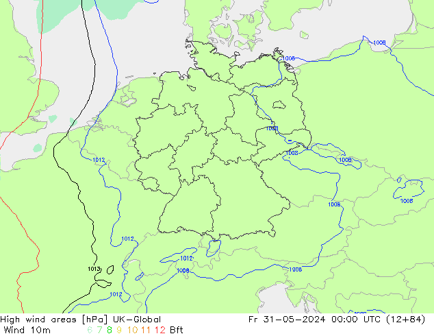 High wind areas UK-Global Fr 31.05.2024 00 UTC