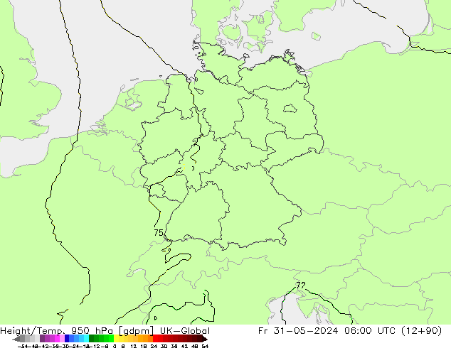 Height/Temp. 950 hPa UK-Global Pá 31.05.2024 06 UTC